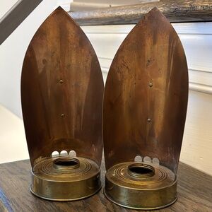 Vintage Chase USA copper/mixed metal wall sconces, MCM, 8” tall, 3.5” base